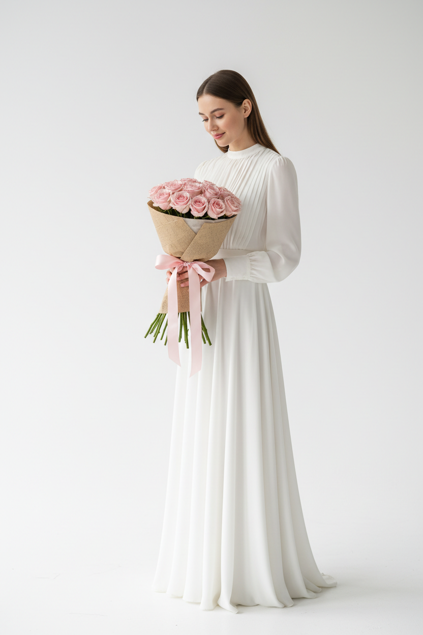 Pembe Gül Buketi 40cm (10 Adet)